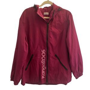 Kangaroos Vintage Magenta Pink Zip Up Jacket Windbreaker Women’s Sz Large 80’s